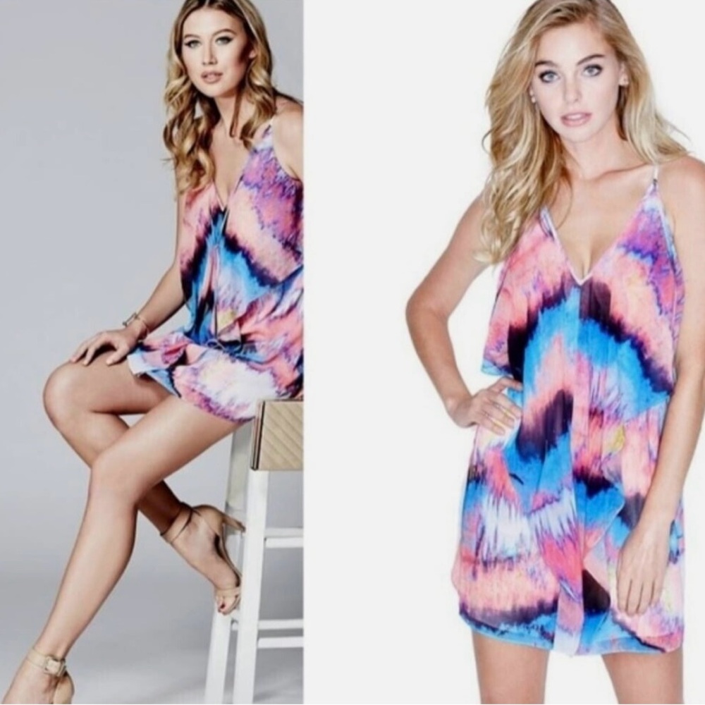 Marciano NWT Reflection Ruffle Multicolor A Line Sleeveless Dress